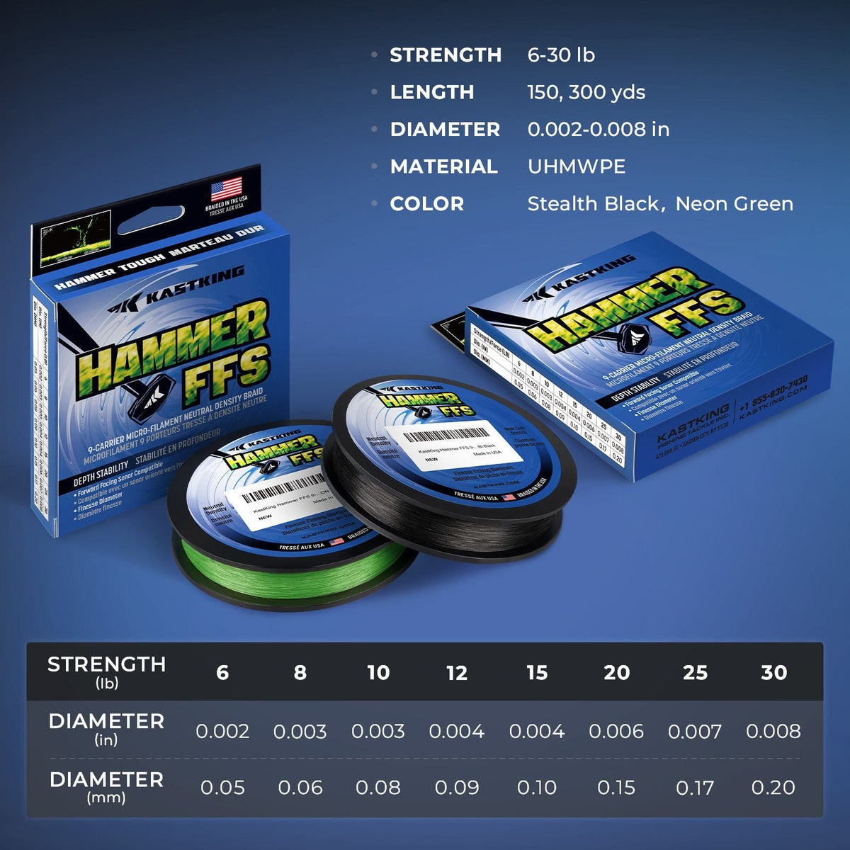 Kastking Latest | Hammer FFS Finesse Neutral Density Braided Fishing Line
